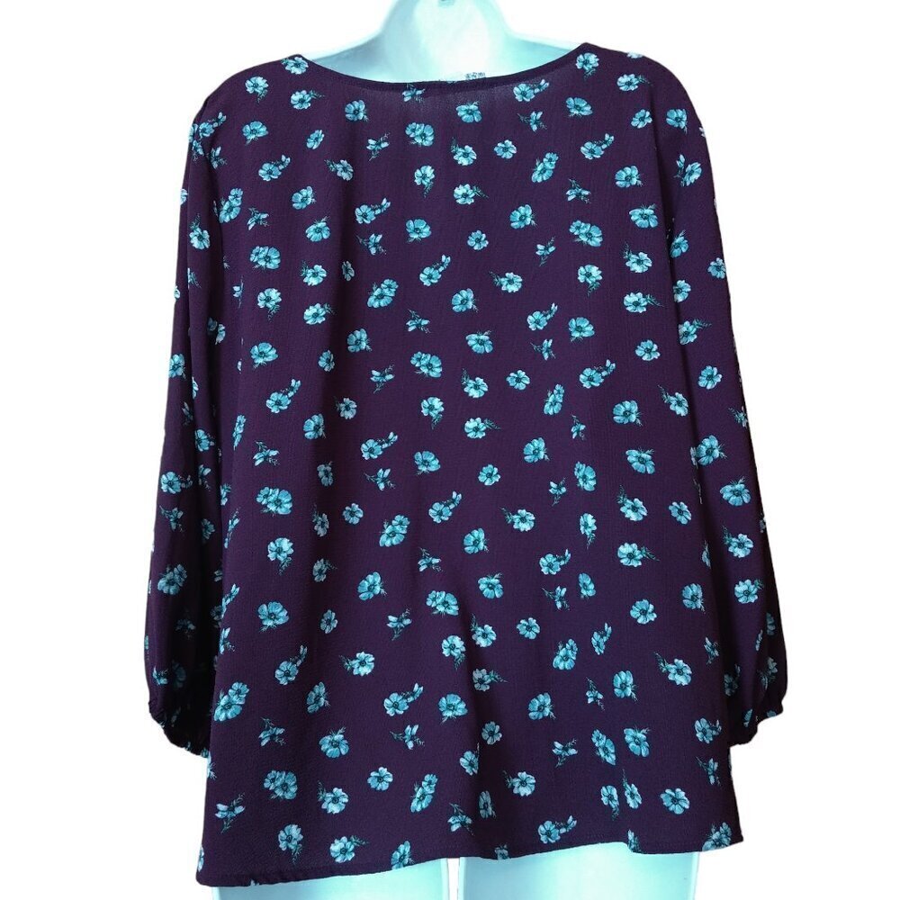 Pink Republic Size XL Floral 3/4 Sleeve Pullover Blouse Knot Front Detail - Picture 5 of 5
